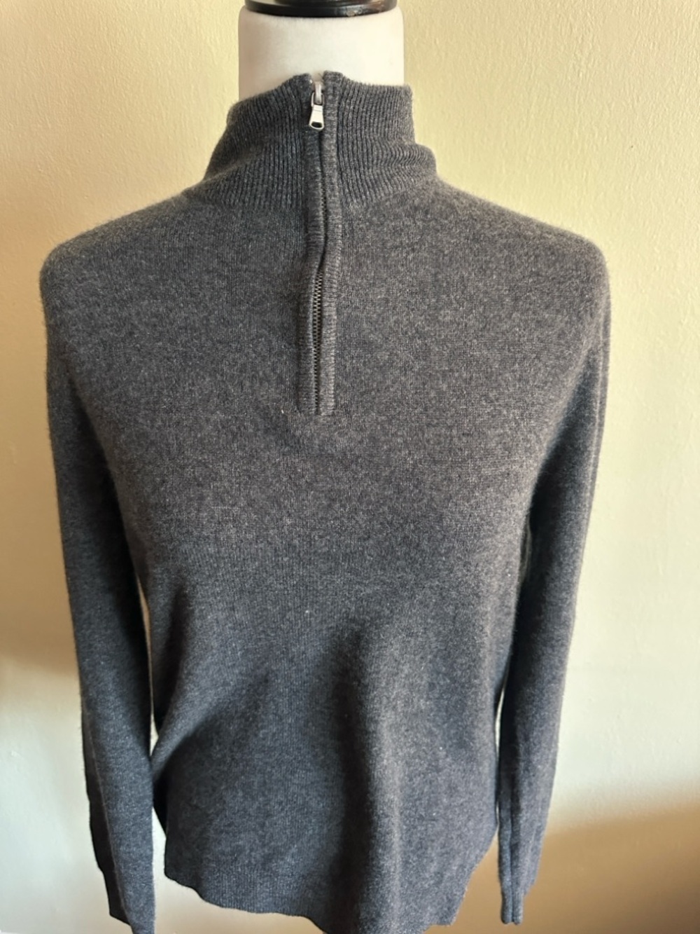 Men's Charcoal Half-Zip Mock Neck Sweater